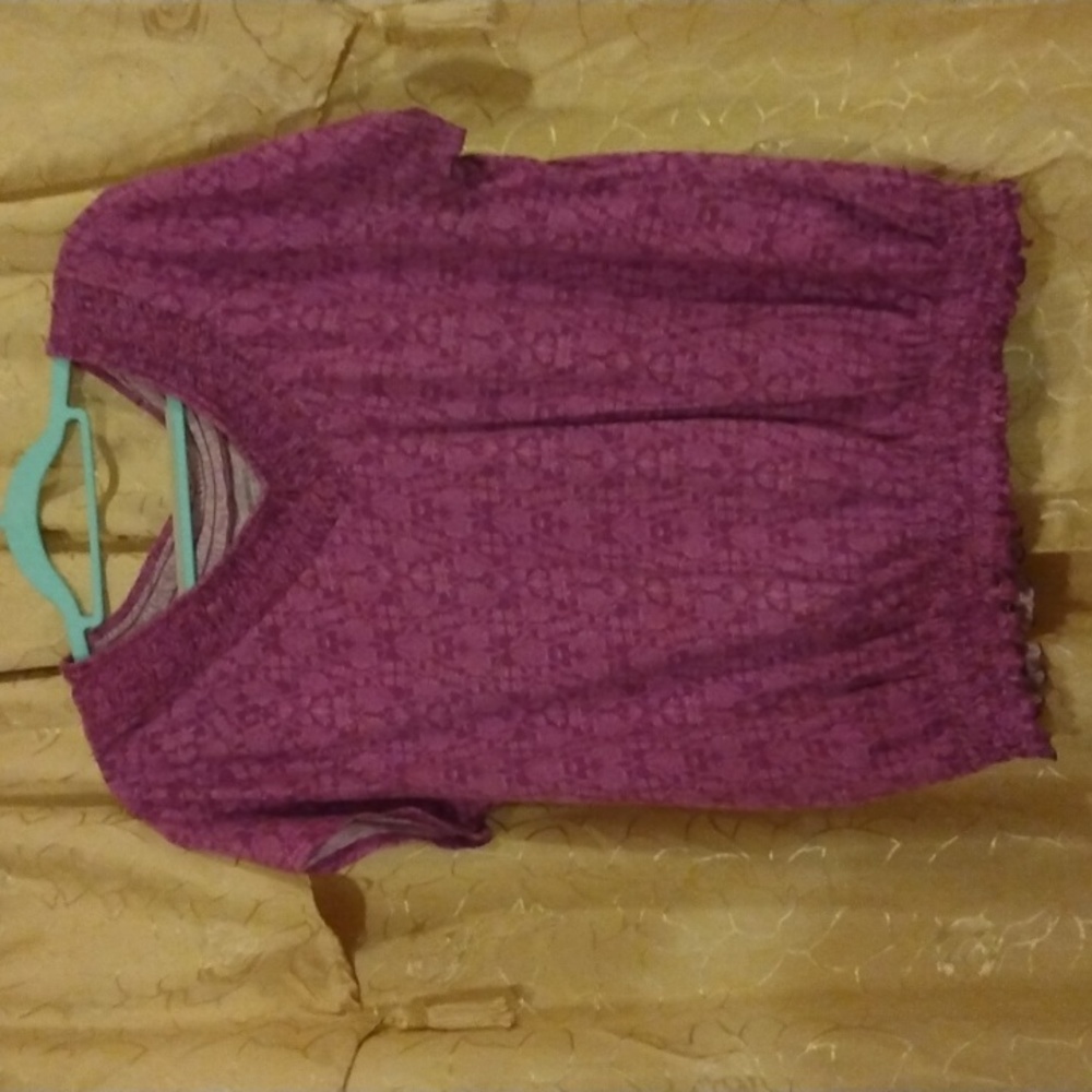 Lane Bryant- 18/20W Purple Floral Short Sleeve Blouse